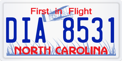 NC license plate DIA8531