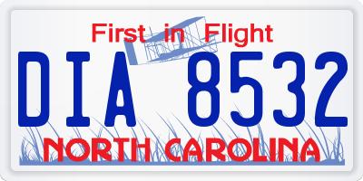 NC license plate DIA8532