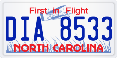 NC license plate DIA8533