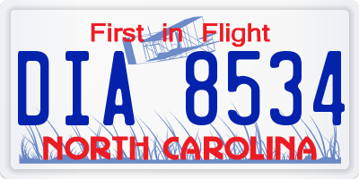 NC license plate DIA8534