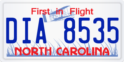 NC license plate DIA8535