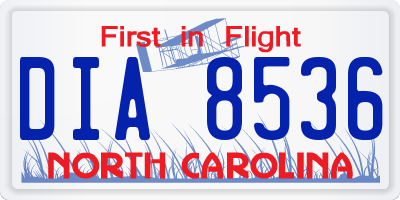NC license plate DIA8536