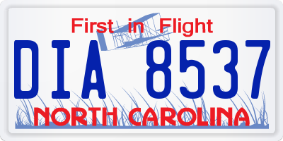 NC license plate DIA8537