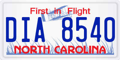 NC license plate DIA8540