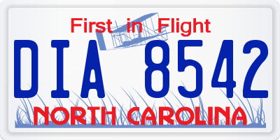 NC license plate DIA8542