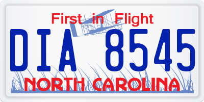 NC license plate DIA8545