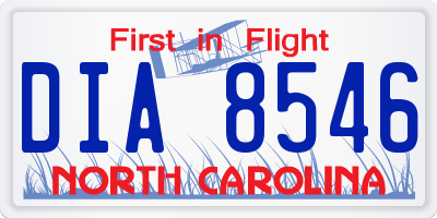 NC license plate DIA8546