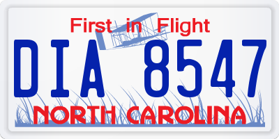 NC license plate DIA8547