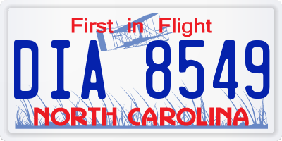 NC license plate DIA8549