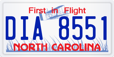 NC license plate DIA8551