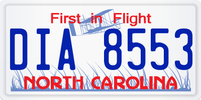 NC license plate DIA8553