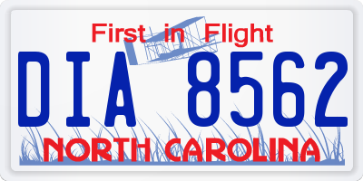 NC license plate DIA8562