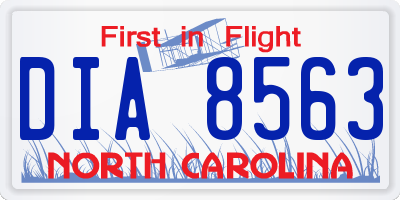 NC license plate DIA8563
