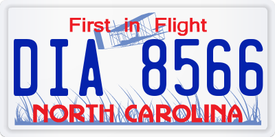 NC license plate DIA8566