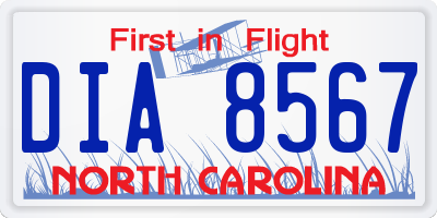 NC license plate DIA8567
