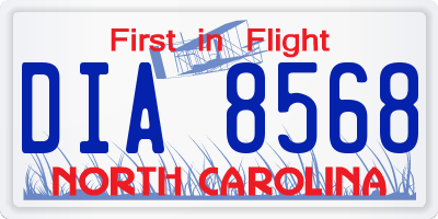 NC license plate DIA8568