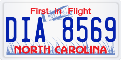 NC license plate DIA8569