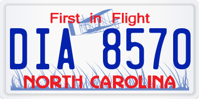 NC license plate DIA8570