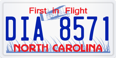 NC license plate DIA8571