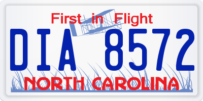 NC license plate DIA8572
