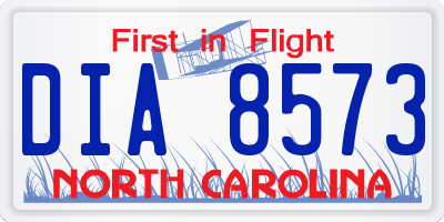 NC license plate DIA8573