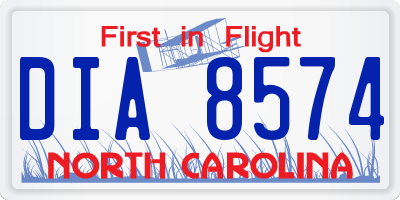 NC license plate DIA8574