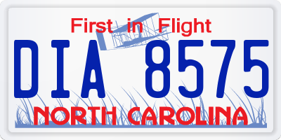 NC license plate DIA8575