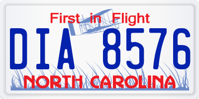 NC license plate DIA8576