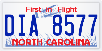 NC license plate DIA8577