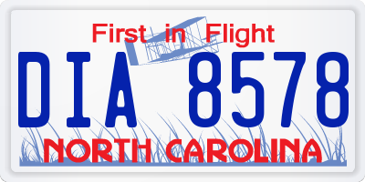 NC license plate DIA8578