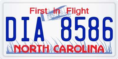 NC license plate DIA8586
