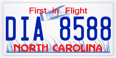 NC license plate DIA8588