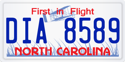 NC license plate DIA8589