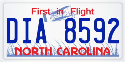 NC license plate DIA8592