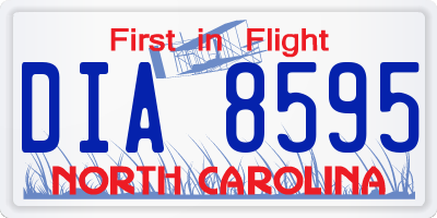 NC license plate DIA8595