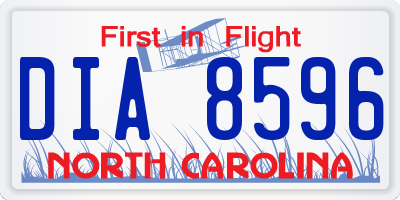 NC license plate DIA8596