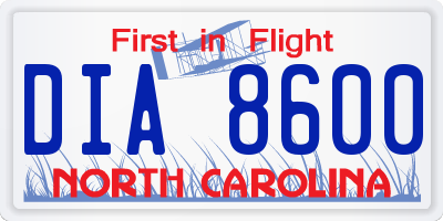 NC license plate DIA8600