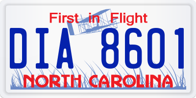 NC license plate DIA8601