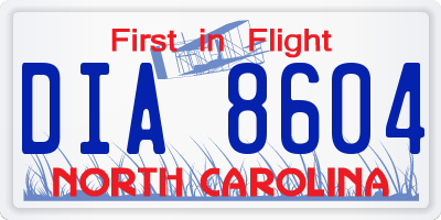 NC license plate DIA8604