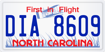 NC license plate DIA8609