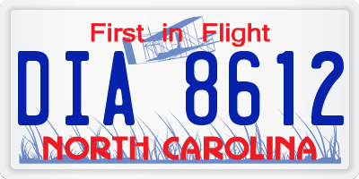 NC license plate DIA8612