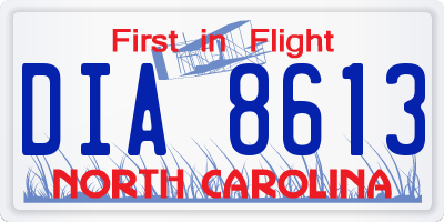 NC license plate DIA8613