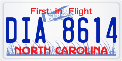 NC license plate DIA8614