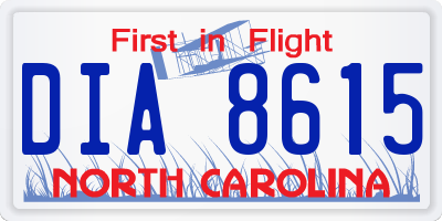 NC license plate DIA8615