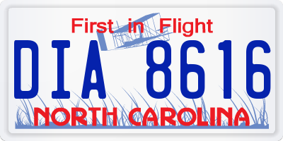 NC license plate DIA8616