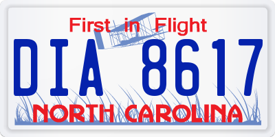 NC license plate DIA8617