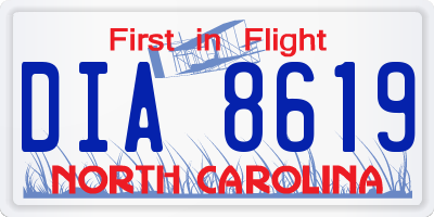 NC license plate DIA8619