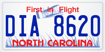 NC license plate DIA8620