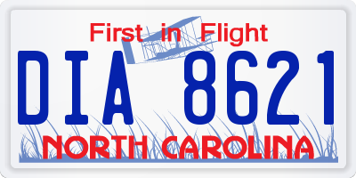 NC license plate DIA8621