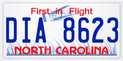 NC license plate DIA8623